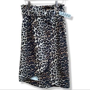 Like New Ganni Leopard Denim Skirt